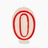 Papstar číslo sviečka 0 , 7,3 cm červený okraj VÝPREDAJ