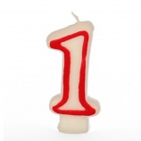 Papstar číslo sviečka 1  7,3 cm červený okraj VÝPREDAJ