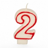 Papstar číslo sviečka 2  7,3 cm červený okraj VÝPREDAJ