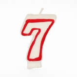 Papstar číslo sviečka 7  7,3 cm červený okraj