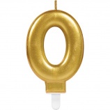 AMSCAN sviečka číslo, zlaté, 8cm, 0