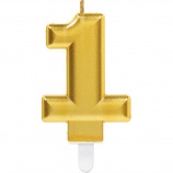 AMSCAN sviečka číslo, zlaté, 8cm, 1