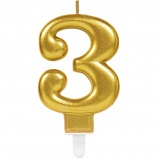 AMSCAN sviečka číslo, zlaté, 8cm, 3