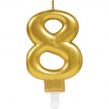 AMSCAN sviečka číslo, zlaté, 8cm, 8