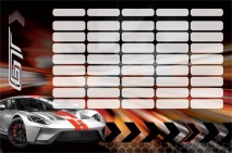 Lizzy Card rozvrh hodín veľký Ford GT Silver